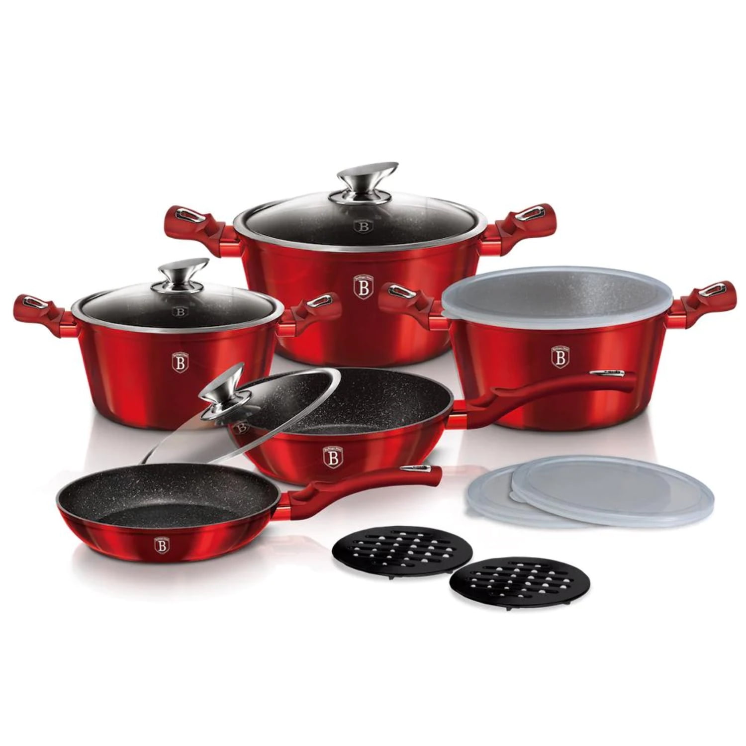 NutriChef 13-Piece Aluminum Cookware Set Non-Stick in Red NCCWA13RD - The  Home Depot