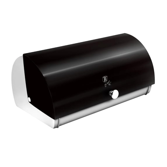 BerlingerHaus Stainless Steel Bread Box for Kitchen Countertop, Black