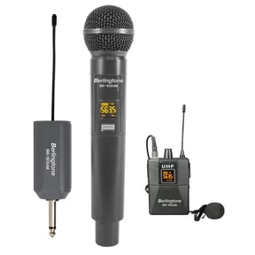 Berlingtone BR-103UM Dual UHF Wireless Microphone System, Headset, 96 adjustable frequency channels, with Rechargeable Receiver, Karaoke, Wedding, DJ, Party, Speech, Church, up to 200ft Range