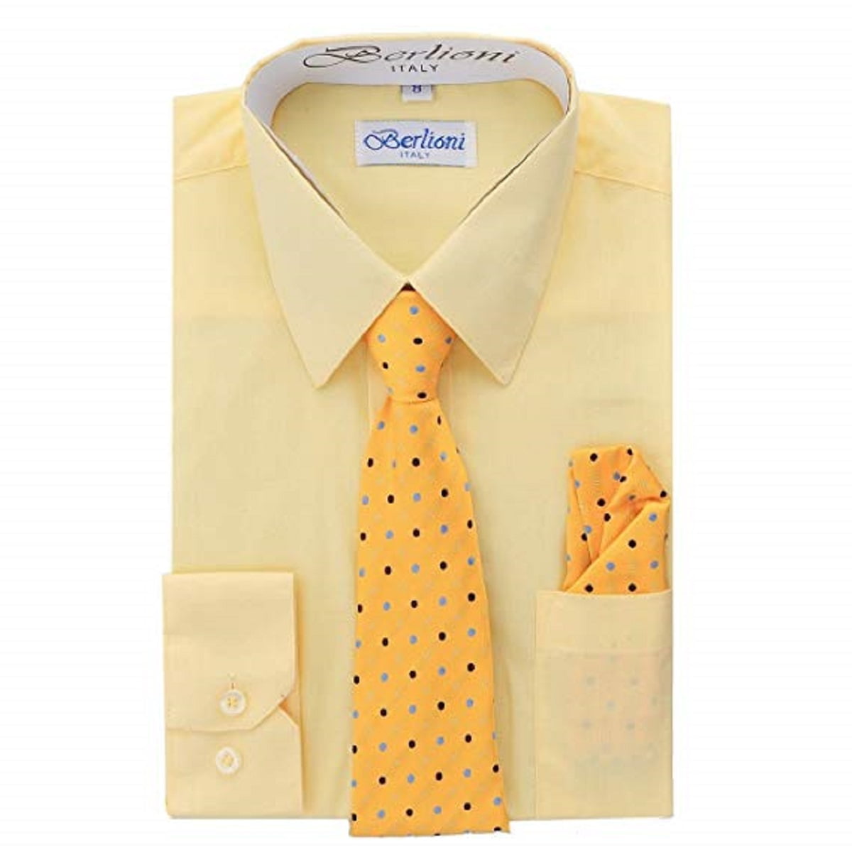 Berlioni Boy's Dress Shirt, Necktie, and Hanky Set - Many Color and ...