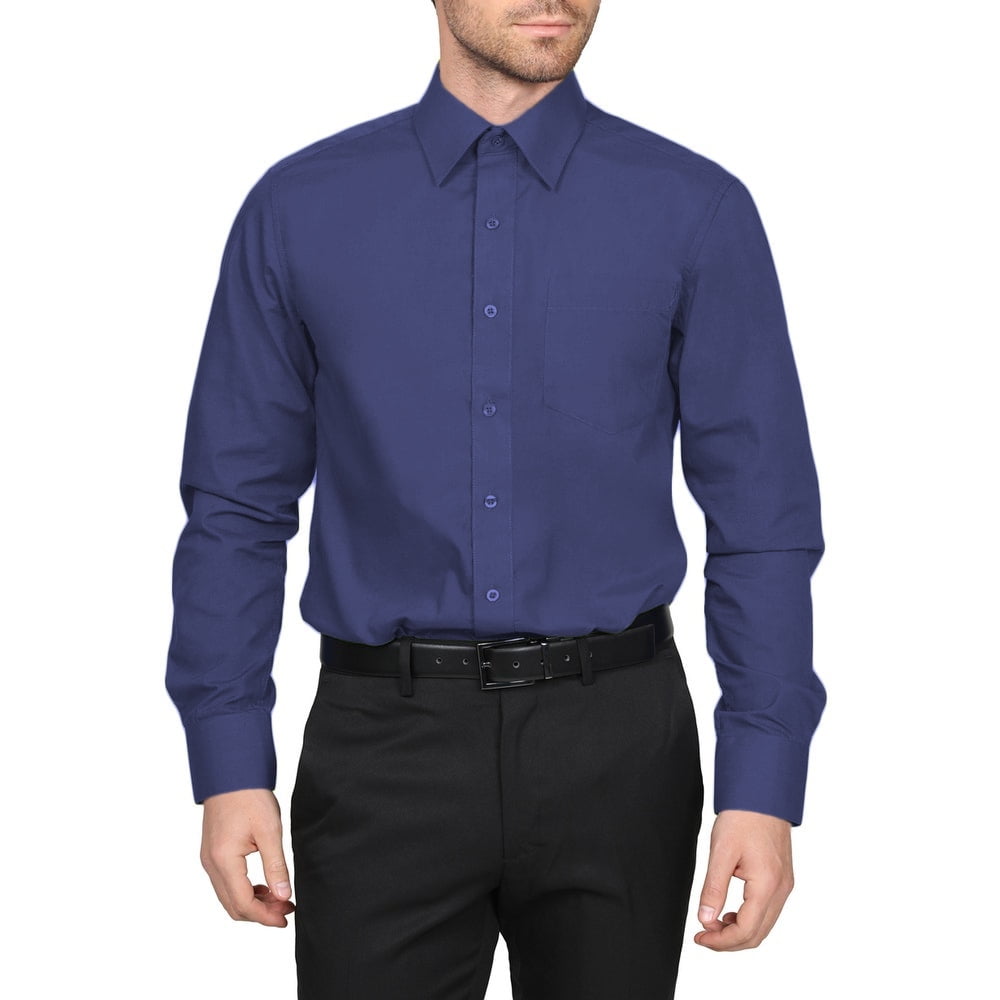 Berlioni Classic Regular Fit Solid Button Up Long Sleeve Pocket Work ...