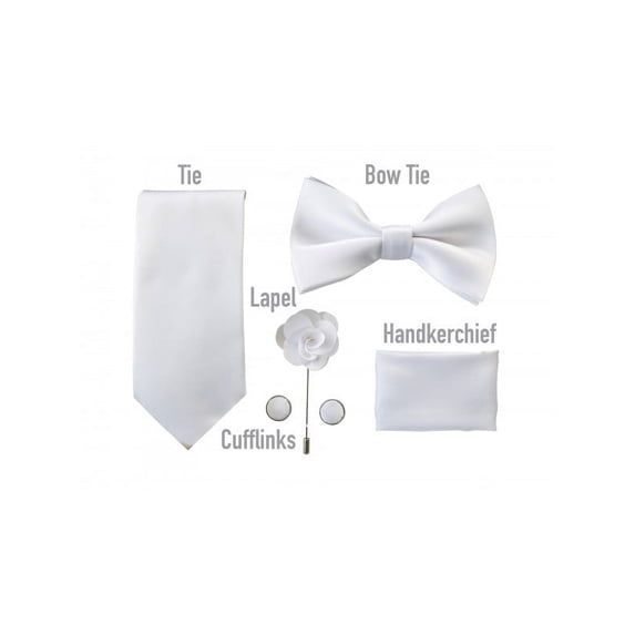 Berlioni Gift Box Set Present Tie Bow-Tie Lapel Pin Handkerchief and Cufflinks