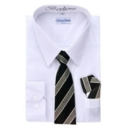 Berlioni Italy Boys Toddlers Long Sleeve Dress Shirt With Tie & Hanky
