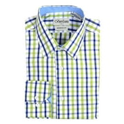 Berlioni Italy Mens & Boys Father & Son Checkered Plaid Dress Shirt