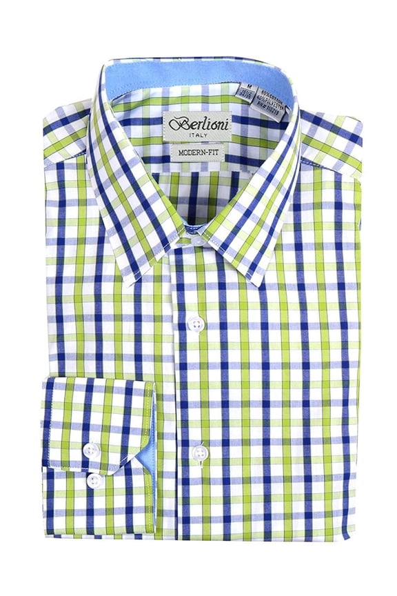 Italy Men's & Boy's Father & Son Checkered Plaid Dress Shirt