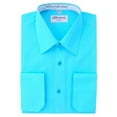 thumbnail image 1 of Berlioni Italy Men's Convertible Cuff Solid Dress Shirt Aqua, 1 of 2