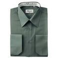 thumbnail image 1 of Berlioni Italy Men's Convertible Cuff Solid Dress Shirt Charcoal, 1 of 2