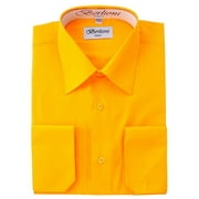 BERLIONI Italy Men's Convertible Cuff Solid Dress Shirt Gold