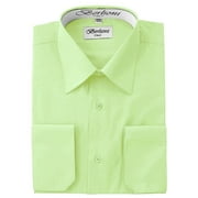 Berlioni Italy Mens Convertible Cuff Solid Dress Shirt Lime