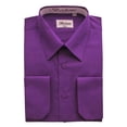 thumbnail image 1 of Berlioni Italy Men's Convertible Cuff Solid Dress Shirt Purple, 1 of 2