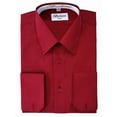 thumbnail image 1 of Berlioni Italy Men's Convertible Cuff Solid Long Sleeve Dress Shirt Burgundy, 1 of 2