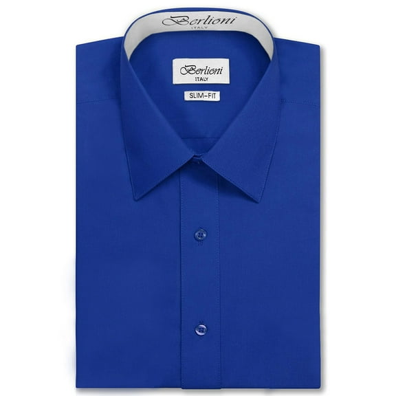 Berlioni Italy Men's Long Sleeve Premium Slim Fit Dress Shirt