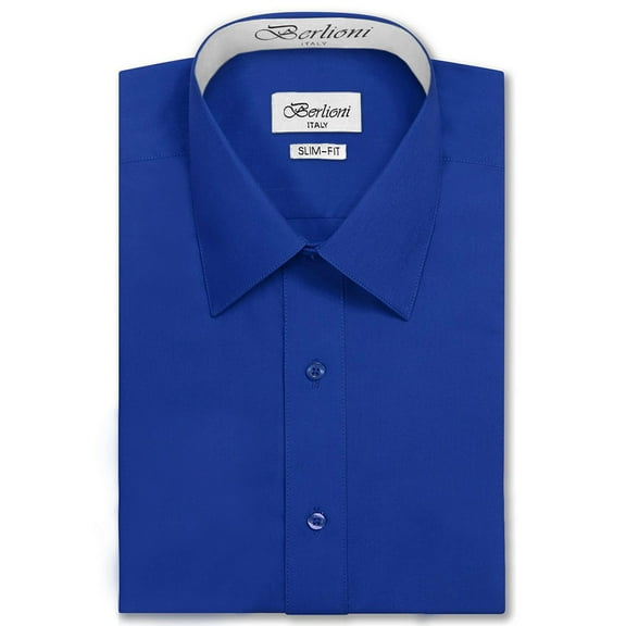 Berlioni Italy Men's Long Sleeve Premium Slim Fit Dress Shirt