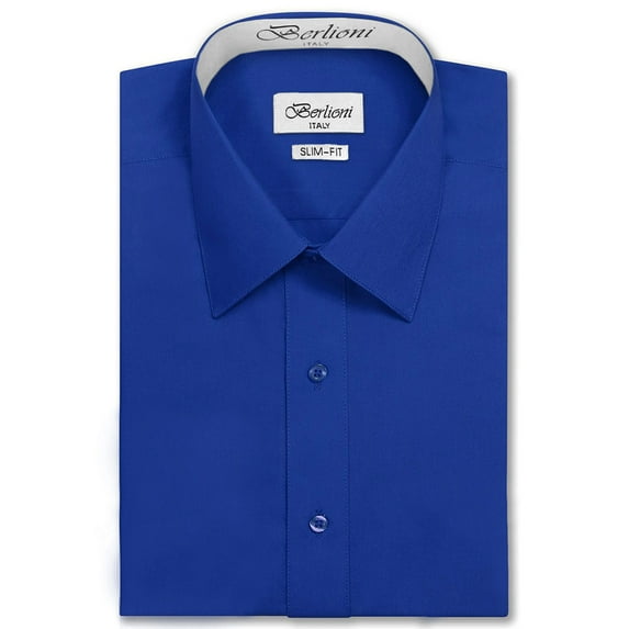 Berlioni Italy Men's Long Sleeve Premium Slim Fit Dress Shirt