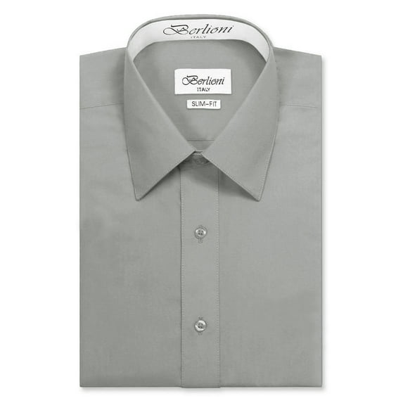 Berlioni Italy Men's Long Sleeve Premium Slim Fit Dress Shirt