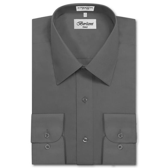 Berlioni Italy Men's Long Sleeve Solid Premium Dress Shirt