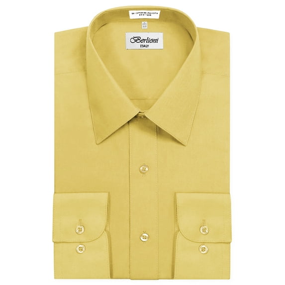 Berlioni Italy Men's Long Sleeve Solid Premium Dress Shirt