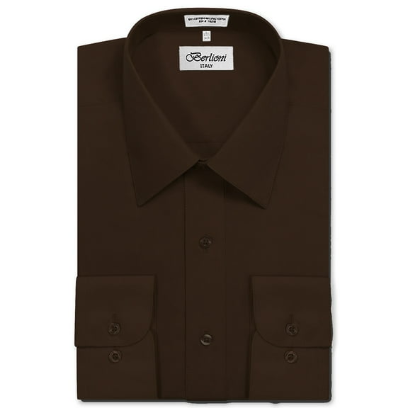 Berlioni Italy Men's Long Sleeve Solid Premium Dress Shirt