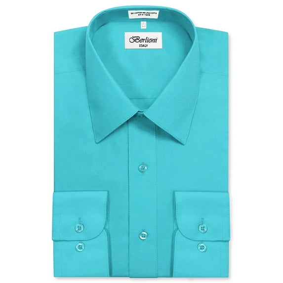 Berlioni Italy Men's Long Sleeve Solid Premium Dress Shirt