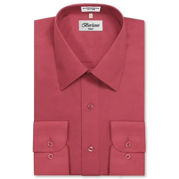 Berlioni Italy Men's Long Sleeve Solid Premium Dress Shirt