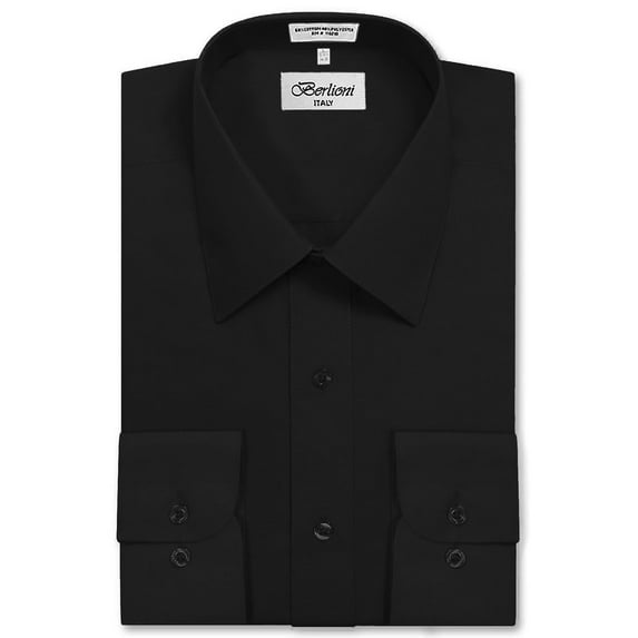 Berlioni Italy Men's Long Sleeve Solid Premium Dress Shirt