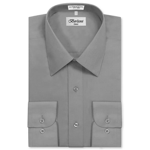 Berlioni Italy Men's Long Sleeve Solid Premium Dress Shirt