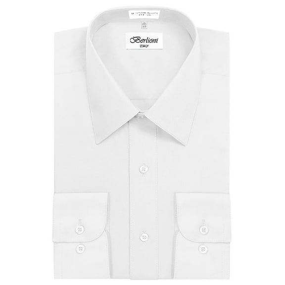 Berlioni Italy Men's Long Sleeve Solid Premium Dress Shirt