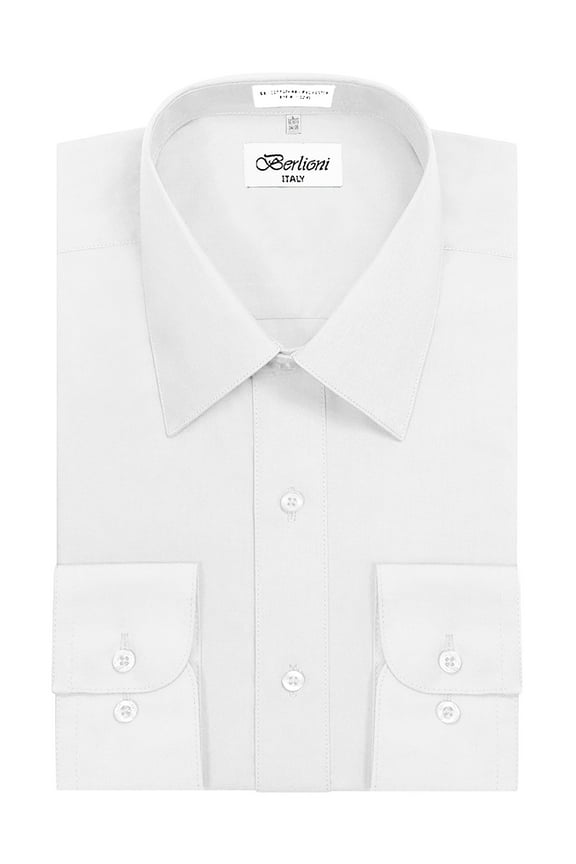 Italy Men's Long Sleeve Solid Premium Dress Shirt