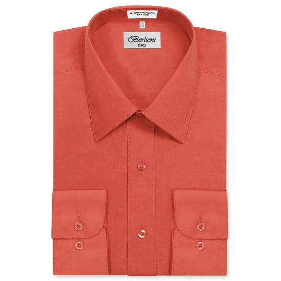 Berlioni Italy Men's Long Sleeve Solid Premium Dress Shirt