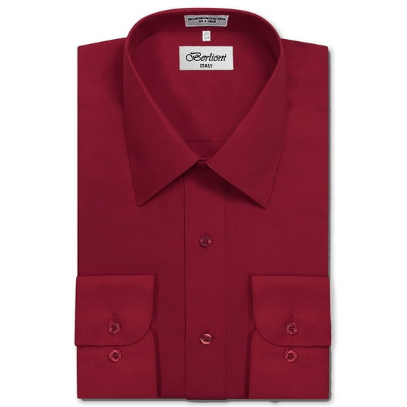 Berlioni Italy Men's Long Sleeve Solid Premium Dress Shirt
