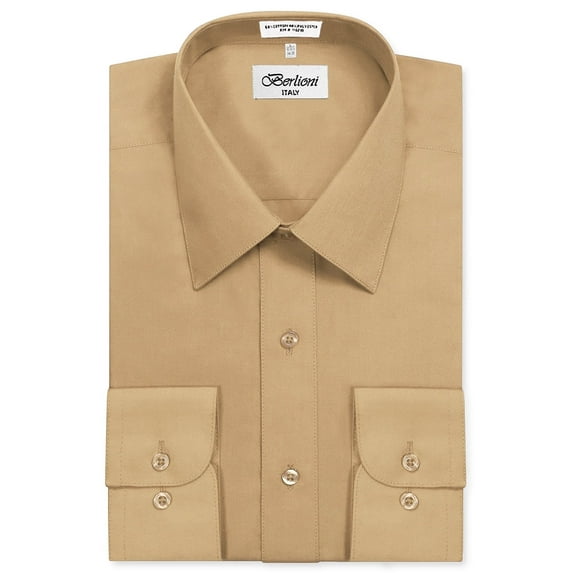 Berlioni Italy Men's Long Sleeve Solid Premium Dress Shirt