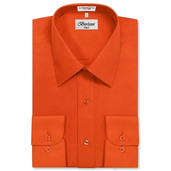 Berlioni Italy Men's Long Sleeve Solid Premium Dress Shirt