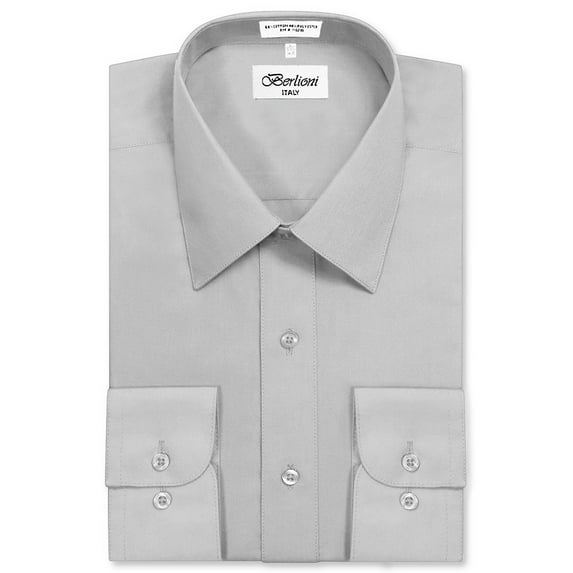 Berlioni Italy Men's Long Sleeve Solid Premium Dress Shirt