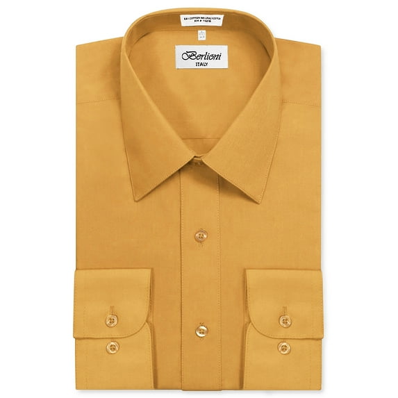 Berlioni Italy Men's Long Sleeve Solid Premium Dress Shirt