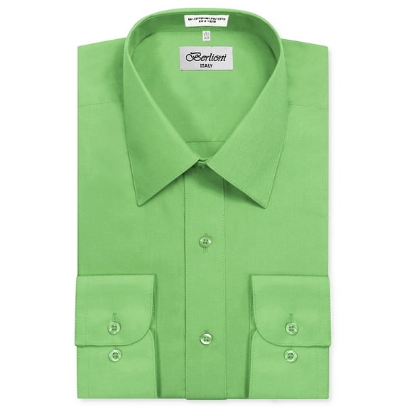 Berlioni Italy Men's Long Sleeve Solid Premium Dress Shirt