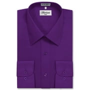 Berlioni Italy Mens Long Sleeve Solid Premium Dress Shirt