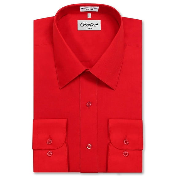 Berlioni Italy Men's Long Sleeve Solid Premium Dress Shirt