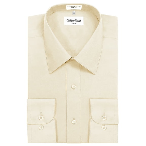 Berlioni Italy Men's Long Sleeve Solid Premium Dress Shirt