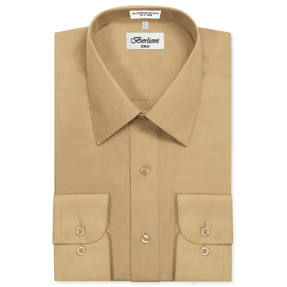 Berlioni Italy Men's Long Sleeve Solid Premium Dress Shirt