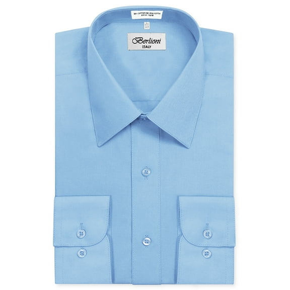 Berlioni Italy Men's Long Sleeve Solid Premium Dress Shirt