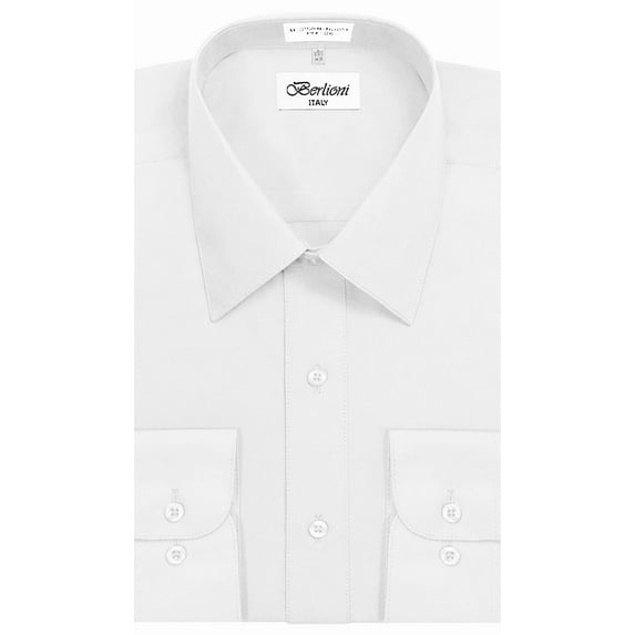 Berlioni Italy Men's Long Sleeve Solid Premium Dress Shirt