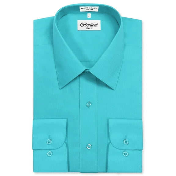 Berlioni Italy Men's Long Sleeve Solid Premium Dress Shirt