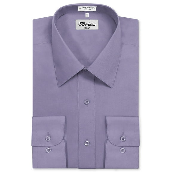 Berlioni Italy Men's Long Sleeve Solid Premium Dress Shirt