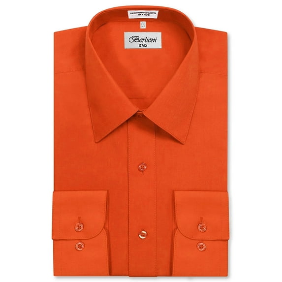 Berlioni Italy Men's Long Sleeve Solid Premium Dress Shirt