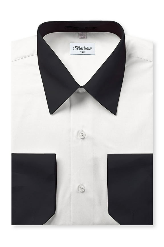 Italy Men's Long Sleeve Two Tone Premium Dress Shirt