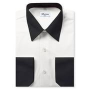 Berlioni Italy Mens Long Sleeve Two Tone Premium Dress Shirt