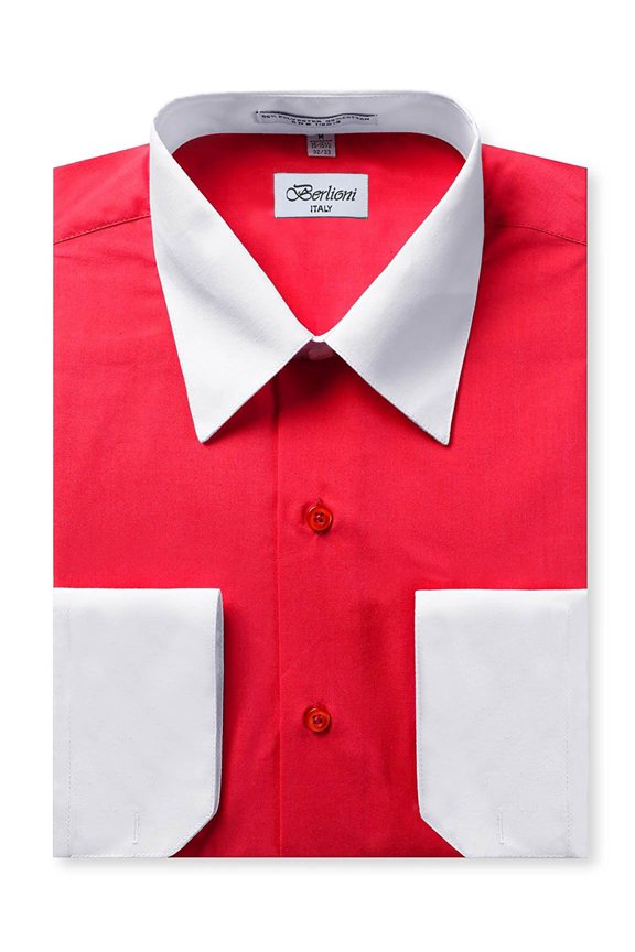 Italy Men's Long Sleeve Two Tone Premium Dress Shirt
