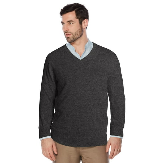 Berlioni Italy Men's Slim Fit Microfiber V-Neck Dress Pullover Sweater