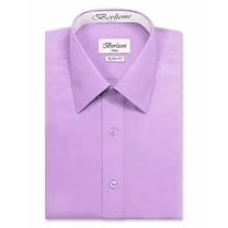 Berlioni Italy Men's Slim-Fit Premium French Convertible Cuff Solid Dress Shirt (Lilac,S (14-14½) sleeve: 32/33)