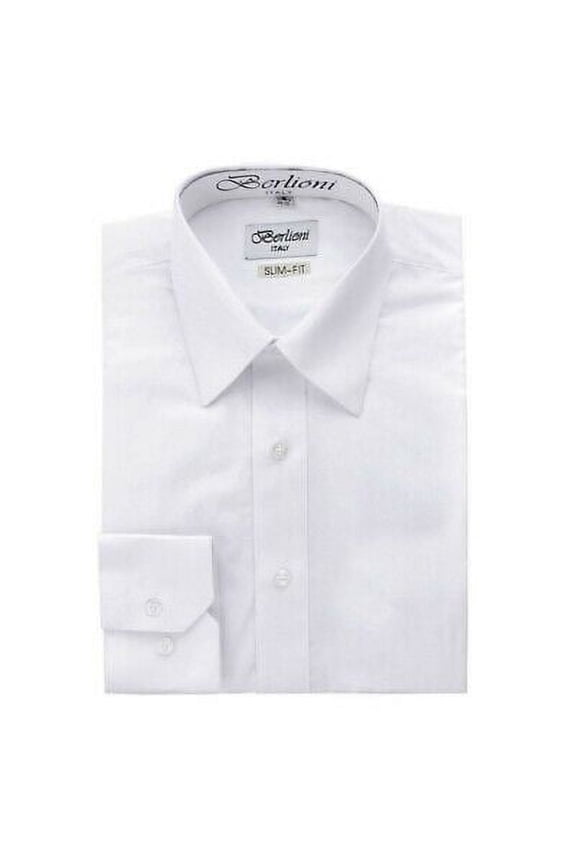 Italy Men's Slim fit Convertible Cuff Solid Italian French Dress Shirt